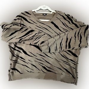 EUC RAILS XXL Marlo Flocked Tiger Stripe Sweatshirt w/ Zipper Detailing